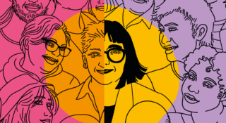 Piirroshahmo useamman henkilön kasvoista