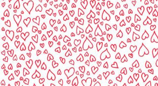 Punaisia sydämiä valkoisella pohjalla