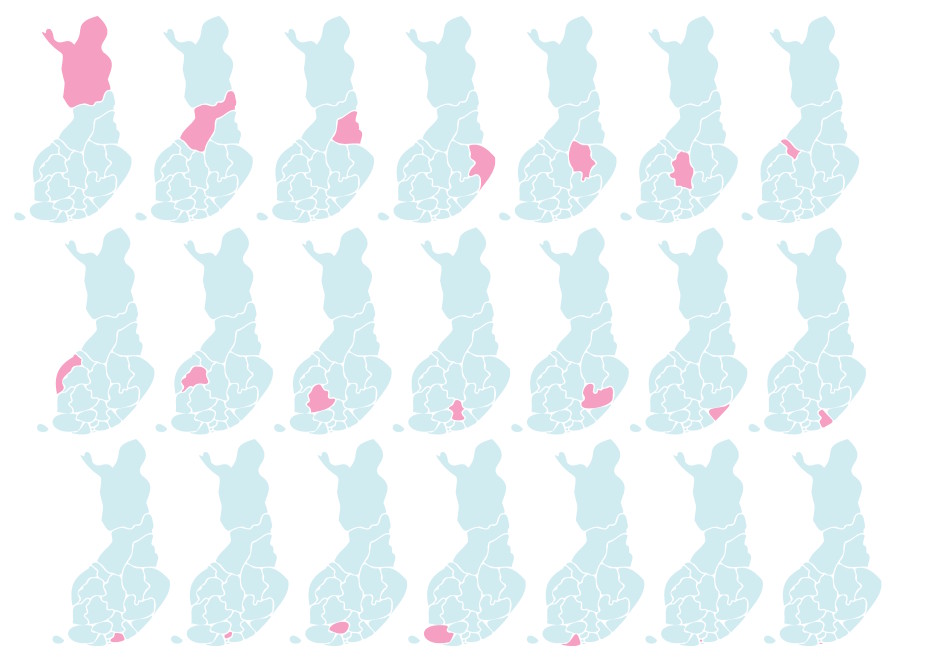 kartalla Suomen hyvinvointialueet