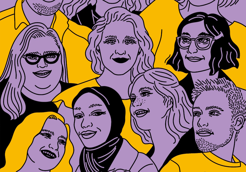 ihmishahmoja vierekkäin