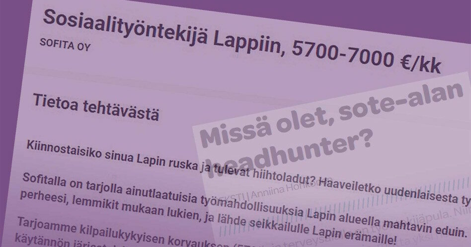 Violetilla pohjalla sosiaalityöntekijän rekrytointi-ilmoitus