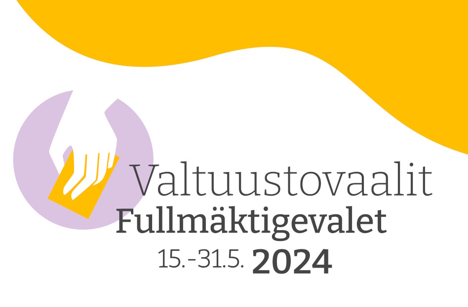 Valtuutstovaali-teksti kelta-valkoisella pohjalla