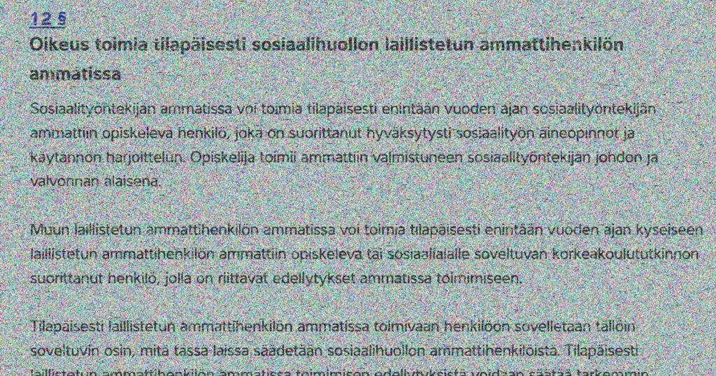 tekstiä ammattihenkilölaista harmaalla pohjalla
