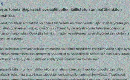 tekstiä ammattihenkilölaista harmaalla pohjalla