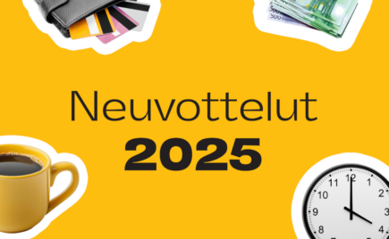 Sana Neuvottelut 2025 keltaisella pohjalla