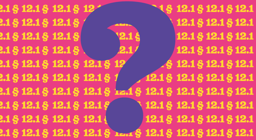 Piirrettyjä kysymysmerkkejä ja lakipykäliä punaisella pohjalla