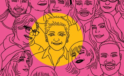 Piirroskuva useista erilaisista kasvoista yhdessä