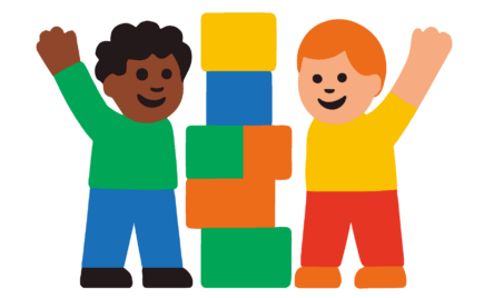 Piirroshahmo kahdesta pojasta leikkimässä leegopinolla