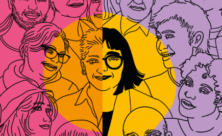 Piirroshahmo useamman henkilön kasvoista