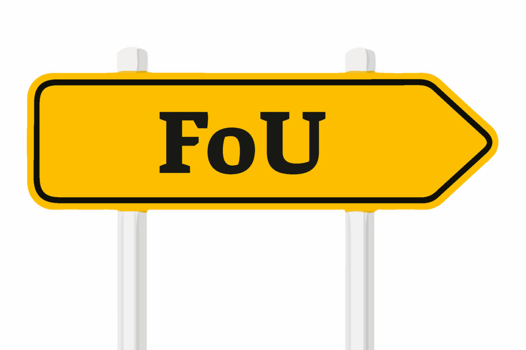 Keltainen kyltti, jossa teksti foU keskellä