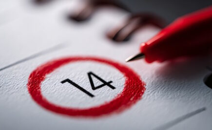 Punainen ympyrä jonka keskellä numero 14