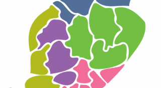 Kuvituskuva Suomen kartan alaosasta, erivärisinä paloina
