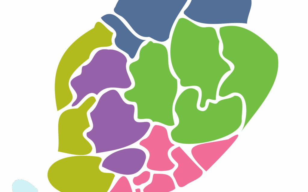 Kuvituskuva Suomen kartan alaosasta, erivärisinä paloina